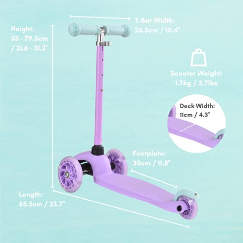 Girls 3 Wheeled Tri Scooter | Unicorn Style | Light Purple 