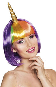 Unicorn Wig with Horn | Bobbed Hairstyle | Multicoloured
