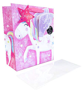 Unicorn Gift Bag Medium | Pink | Girls Birthday Kids Present Wrap 