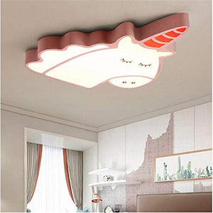 Led Creative Unicorn Modern Ceiling Chandelier, for Bedroom Children's Room Home Mounted Ceiling lamp-Pink - Warm Light No RC_520x420mm_Warm Light No RC