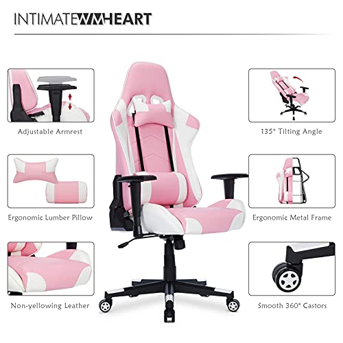 IntimaTe WM Heart Gaming Chair, Ergonomic Racing Chair,Adjustable High Back PC Gaming Chair with Arms and Back Support,Reclining Desk Chairs Office Chairs (pink)