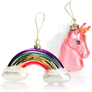 Unicorn & Rainbow Christmas Tree Decorations | Glass | com-four®