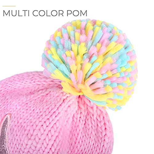 Unicorn Pom Pom Knitted Hat