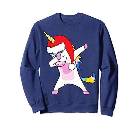 Dabbing Christmas Unicorn Sweatshirt, Jumper | Navy