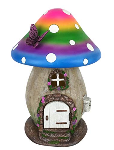 Miniature Rainbow Mushroom Fairy House - 5-Piece Set - a Miniature Fairy House Set for Your Fairy Garden