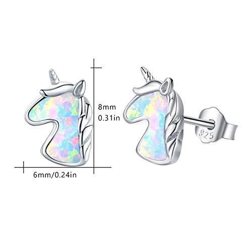 Silver & Opal Unicorn Earrings 