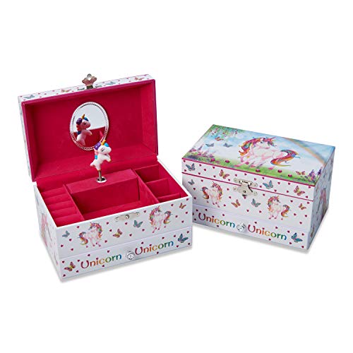 Unicorn Jewellery Box red insert compartments for jewellery and accessories 