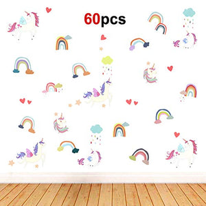 Unicorn Wall Sticker Removable Vinyl Peel and Stick Wall Decal | 60 Pieces