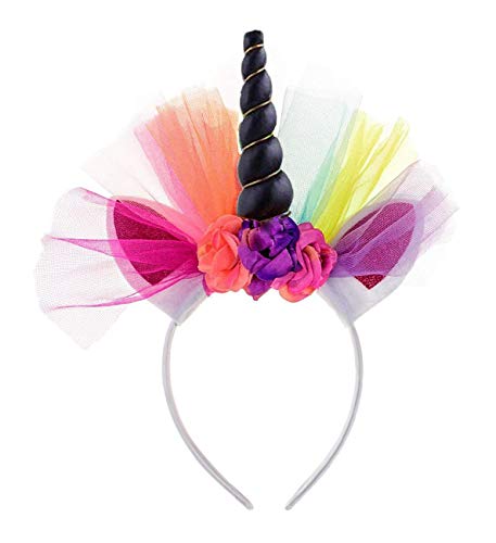 Merroyal Unicorn Headband Unicorn Party Unicorn Birthday Fantasy Unicorn Unicorn Photo Prop (Black)