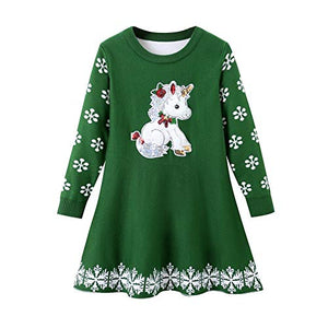 Girls Unicorn Christmas Dress