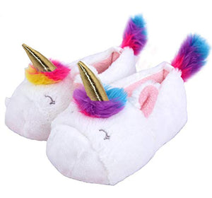 Girls Unicorn Girls Slippers | Cosy Plush For Kids | White & Multicoloured 