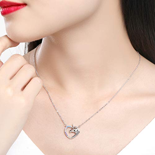 Women's Unicorn Heart Pendant Necklace 