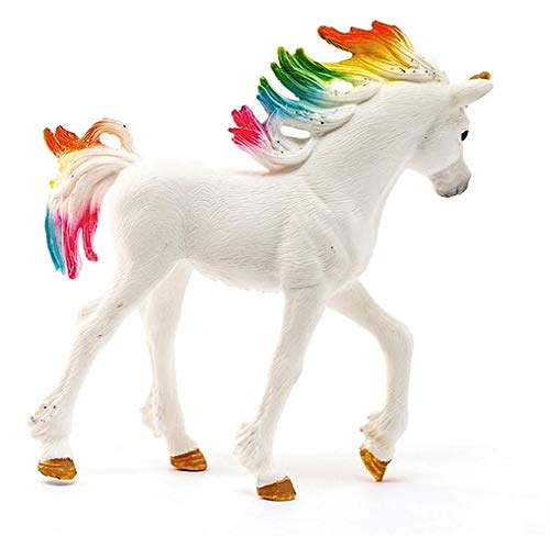 Pretty White Unicorn With Rainbow Hair Figurine 
