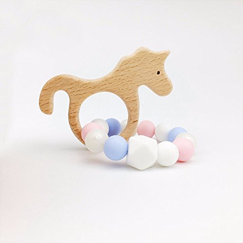 baby tete Beech Wooden Unicorn Baby Teether Toys-Bracelet For Baby
