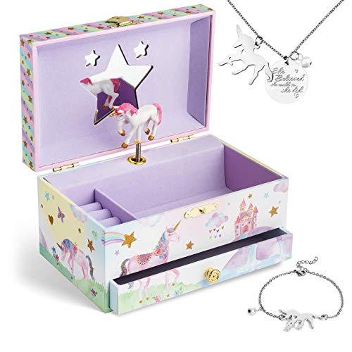 Unicorn Music Box With Girls Jewellery Set | Jewelkeeper | Unicorn Gift