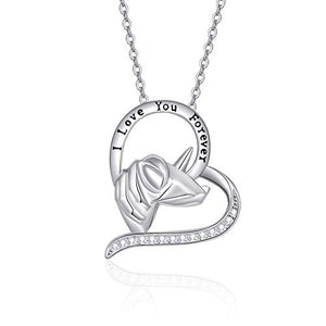 Unicorn Pendant 925 Sterling Silver | Necklace For Women Girls | Love Heart | Jewellery Gift