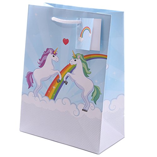 Rainbow Unicorn Blue Gift Bag Size 17 x 9 x 23cm