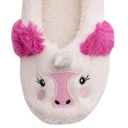 Fluffy White & Pink Unicorn Slippers 