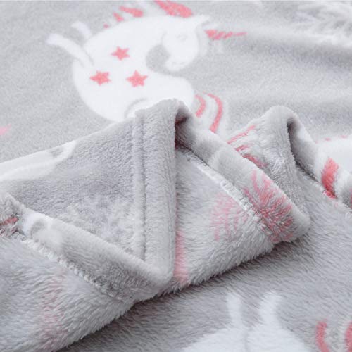 Soft Fleecy Unicorn Blanket Grey & Pink, White