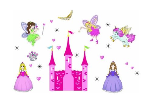 Wall Stickers Art Large Fairy Princess Unicorn & Castle Home Deco Wall Stickers