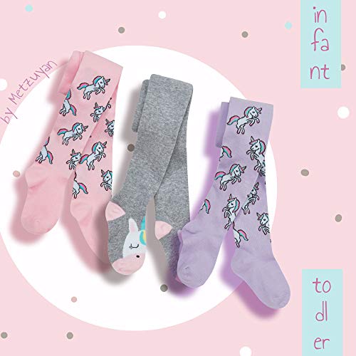 3 Pack Unicorn Girls Tights Pastel Colours
