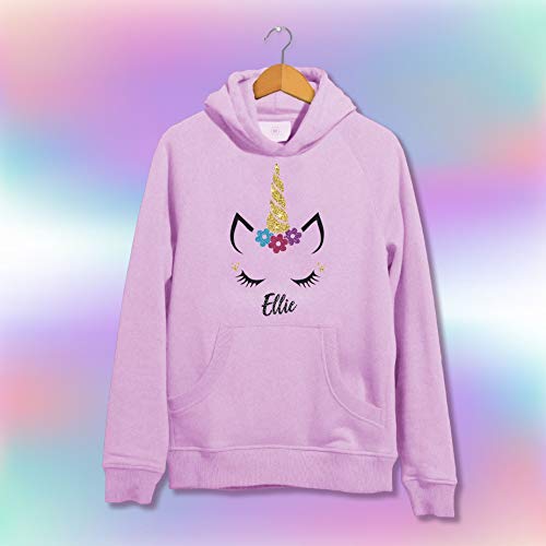 Cute Personalised Name Unicorn Hoodie For Girls 