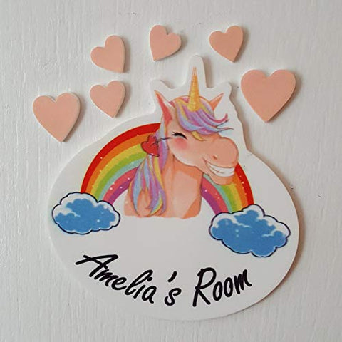 Laserables Personalised Cheeky Colour Unicorn Door Name Bedroom Sign