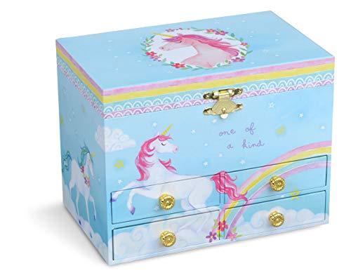 Rainbow Unicorn Design | Large Musical Jewellery Box With 4 Pull-out D ...