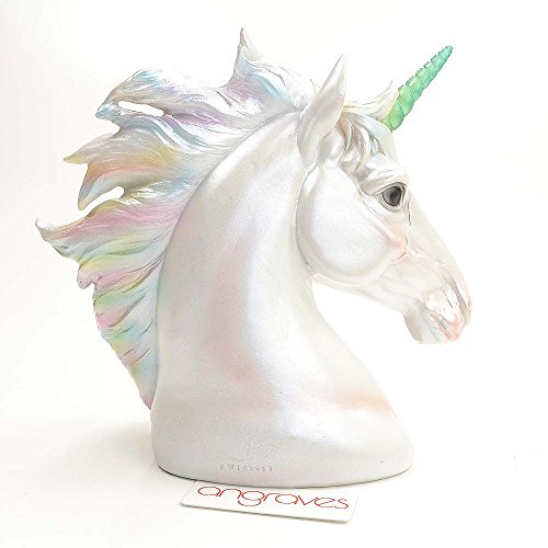 Large Light Up Unicorn Pearlescent White Harmony Unicorn Figure Head Ornament
