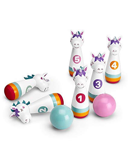 Colourful Unicorn Wooden Skittles For Kids 