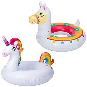 Unicorn & Llama Inflatable Pool Floats (2 Pack) 35.3" For Adults & Kids