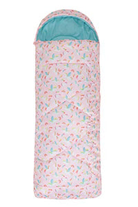 Mountain Warehouse Apex Mini Square Patterned Sleeping Bag - 2 Season, Lightweight, Insulated Pink