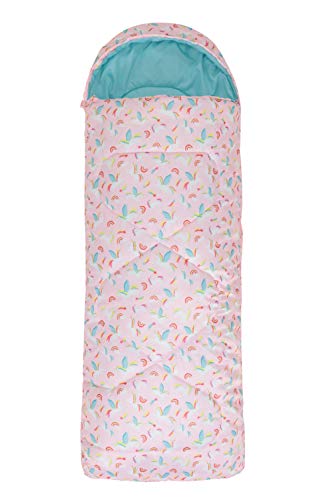 Mountain Warehouse Apex Mini Square Patterned Sleeping Bag Season, Lightweight, Insulated Pink