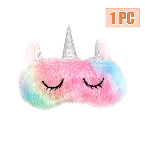 Pastel Fluffy Unicorn Sleep Mask | Adjustable Eye Mask 