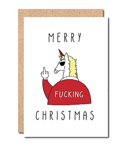 Rude Merry Christmas Card | Unicorn Swearing 
