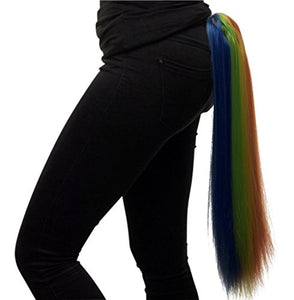 Unicorn Rainbow Multi Colour Ponytail Wig | Fancy Dress