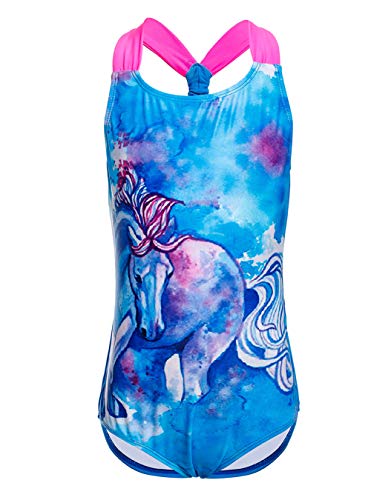 iDrawl Dream Unicorn Printed One Piece Swimming Costume for Girls, Kids UPF 50