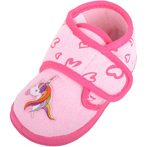 Kids Girls Slip On Unicorn Slippers | Pink 