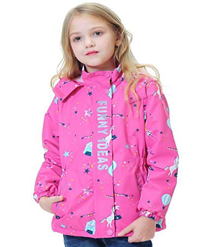 iDrawl Girls Children Pink Unicorn Waterproof Jacket | Rain Jacket | R ...