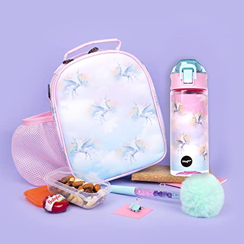 Fringoo - Unicorn Sky - Kids Water Bottle - BPA Free Water Bottles - Black Flip Top Water Bottle - Reusable Water Bottle - 600 ml / 20 Oz