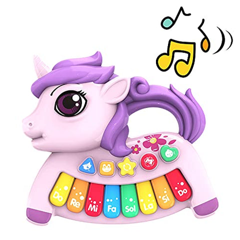 Multifunctional Musical Electronic Piano Toys for Toddlers, Unicorn Musical Piano Toys for 1 2 3 4 Year Old Girls Baby Girls Boy First Birthday Gift, With Lights & Musical Baby Toys 6 Months Plus