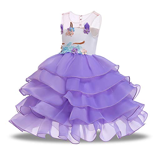 XIN Unicorn Children's Clothing Dress Children's Girls Cosplay Costume Children's Skirt Costume Skirt Pony Princess Skirt Princess Skirt Purple