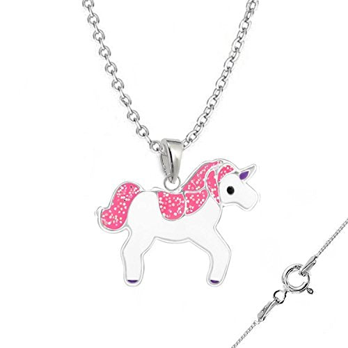 silver unicorn necklace pink unicorn with chain