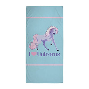 I Love Unicorns beach towel blue,pink,lilac