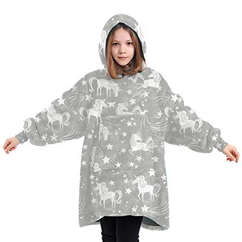 Grey & White Unicorn & Stars Oversized Hoodie 