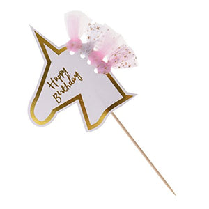 MagiDeal Novelty Happy Birthday Unicorn Cake Cupcake Topper Muffin Food Picks Sticks Birthday Party Cake Decor - Pink, as described