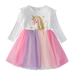 pastel coloured unicorn tutu sleeve dress