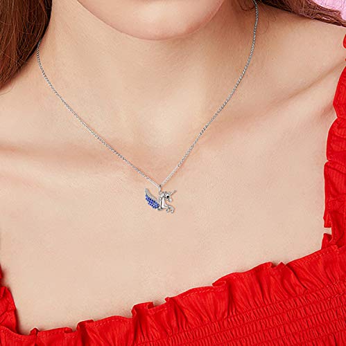 Pretty Unicorn Necklace | Blue Cubic Zirconia 