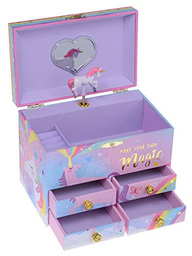 Magical Unicorn Jewellery Box With 4 Drawers | Purple & Pink