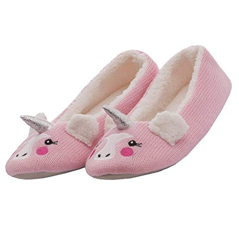 Forever Dreaming Ladies Super Warm Unicorn Novelty Slippers | Pink